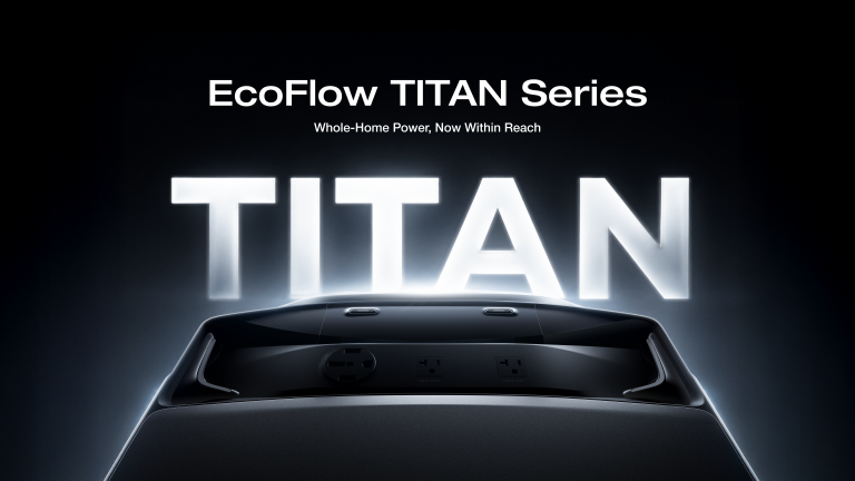 EcoFlow TITAN Series key art with the tagline Whole-Home Power, Now Within Reach